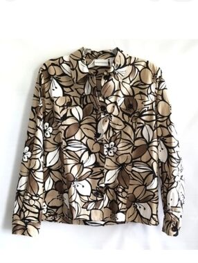 NWOT‎ Alfred Dunner Floral Button Front Blazer Jacket Neutral